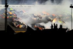 On lap 148, the race’s eighth caution came out as 19 cars were collected and the red flag shown at Daytona International Speedway. Credit: John Harrelson/Getty Images for NASCAR